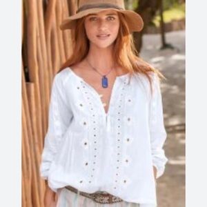 Sundance white cotton eyelet shirt size small